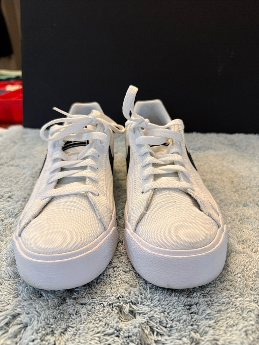 Women’s Nike Court Royale AC White Canvas Sneakers with Black Detailing - Picture 4 of 7